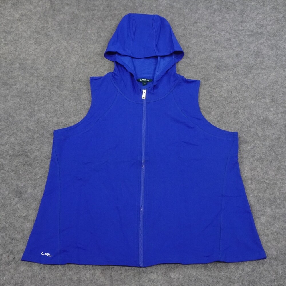Ralph Lauren Jacket Womens XXL Sleeveless Hoodie Blue Activewear Top D